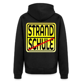 SCHULE ABSCHLUSS FERIENBEGINN - Unisex Premium Bio Zip Hoodie - Schwarz - Hinten - Nico (187cm)