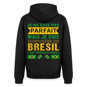 Supporter du Brésil cadeau supporter brésilien - Veste à capuche bio Premium Unisexe - noir - Dos - Nico (187cm)