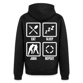 Judoka Schedule - Unisex Premium Organic Zip Hoodie - black - Back - Nico (187cm)