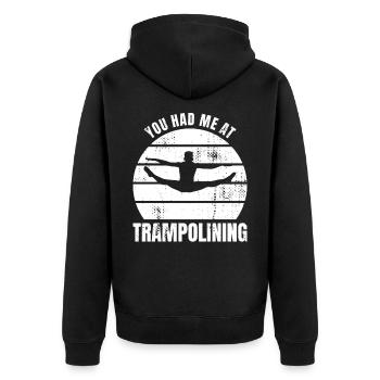 Du hattest mich beim Trampolinspringen - Unisex Premium Bio Zip Hoodie - Schwarz - Hinten - Nico (187cm)