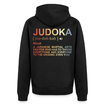 Dictionnaire Judoka - Veste à capuche bio Premium Unisexe - noir - Dos - Nico (187cm)