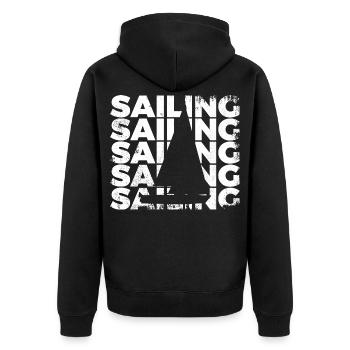 Segelboot - Unisex Premium Bio Zip Hoodie - Schwarz - Hinten - Nico (187cm)