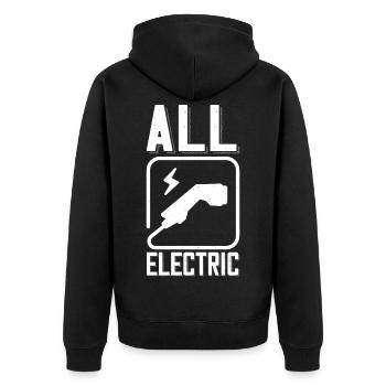 All Electric Supercharge - pour les fans de voitures électriques - Veste à capuche bio Premium Unisexe - noir - Dos - Nico (187cm)