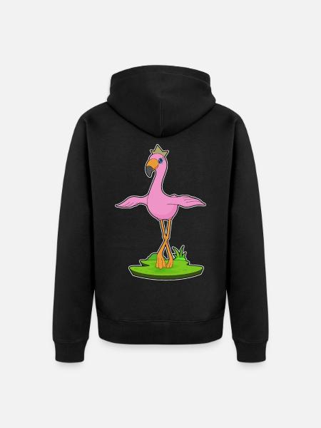 Flamingo Crown - Unisex Premium Organic Zip Hoodie - black