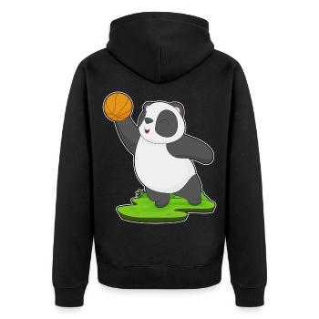 Panda Basketball Player Basketball - Unisex Premium Organic Zip Hoodie - black - Back - Nico (187cm)