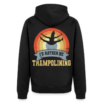Trampolin Spruch - Unisex Premium Bio Zip Hoodie - Schwarz - Hinten - Nico (187cm)