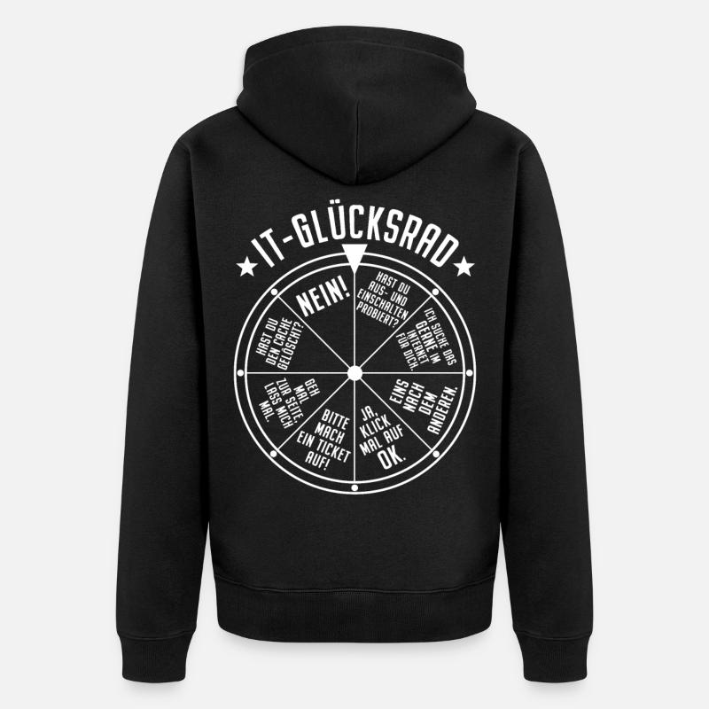IT Support Glücksrad Service Desk IT Helpdesk Nerd - Unisex Premium Bio Zip Hoodie - Schwarz