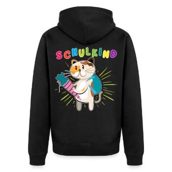 Schulstart 2023 - Design für Deinen ABC-Schützen - Unisex Premium Bio Zip Hoodie - Schwarz - Hinten - Nico (187cm)
