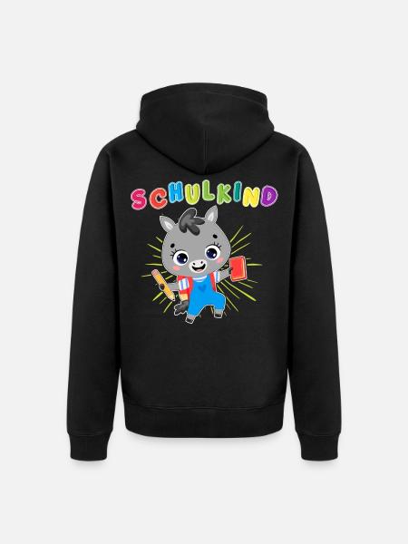 Stilvoll ins Schulleben! Unser Einschulungs-Design - Unisex Premium Bio Zip Hoodie - Schwarz