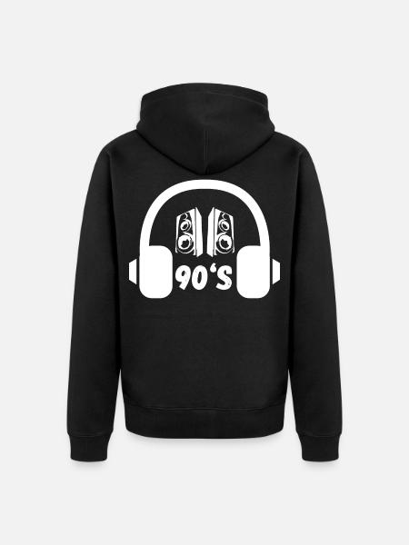 90er Kopfhörer Retro - Unisex Premium Bio Zip Hoodie - Schwarz