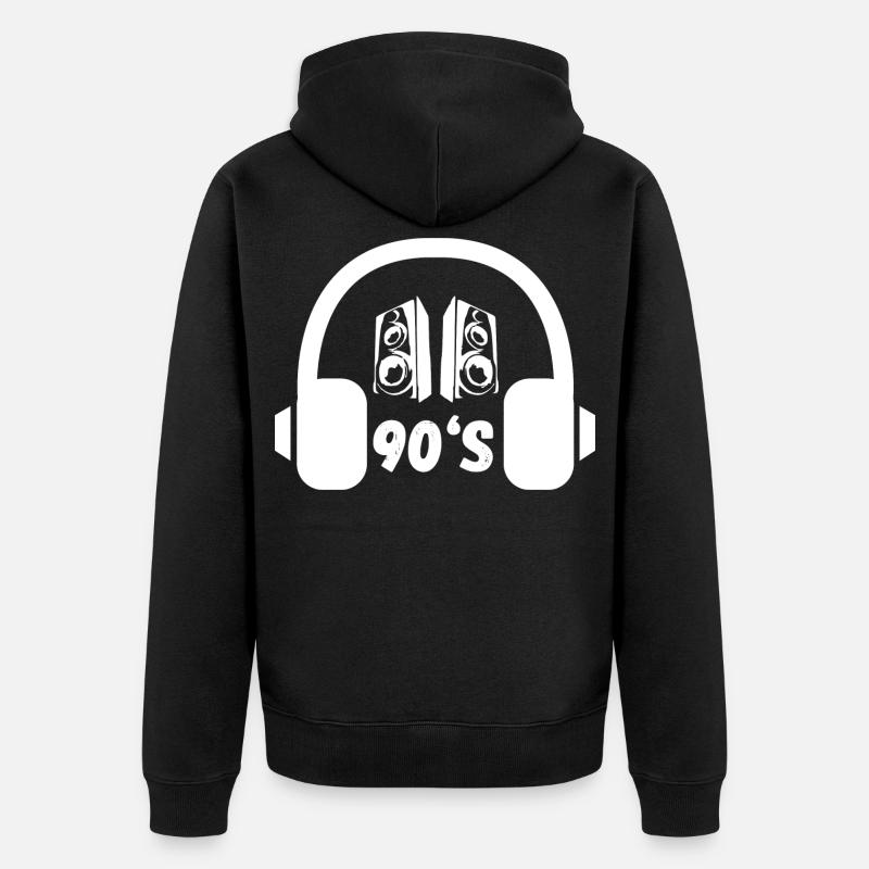 90er Kopfhörer Retro - Unisex Premium Bio Zip Hoodie - Schwarz