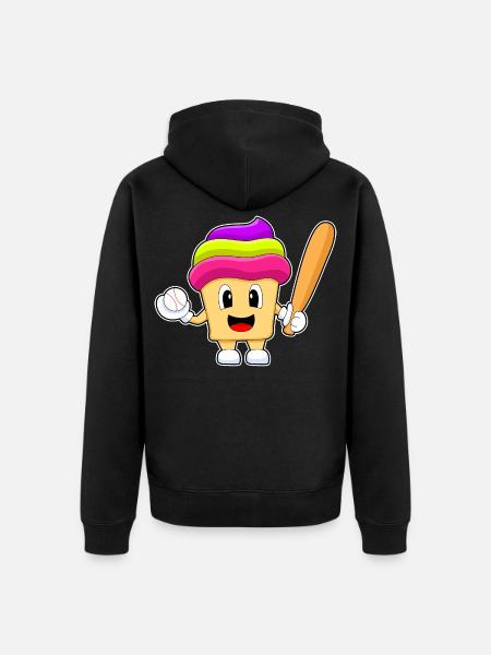 Cupcake Baseball Baseballschläger - Unisex Premium Bio Zip Hoodie - Schwarz