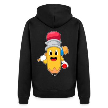 Bleistift Cricket Cricketschläger - Unisex Premium Bio Zip Hoodie - Schwarz - Hinten - Nico (187cm)