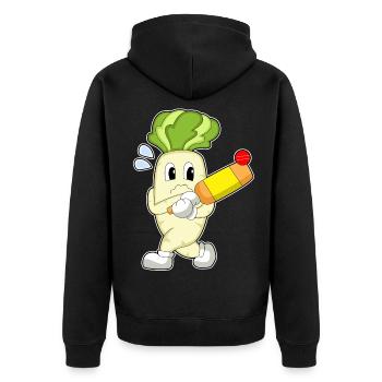 Radieschen Cricket Cricketschläger - Unisex Premium Bio Zip Hoodie - Schwarz - Hinten - Nico (187cm)