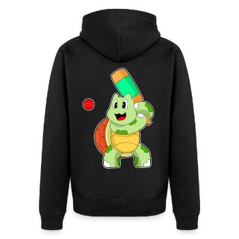 Schildkröte Cricket Cricketschläger - Unisex Premium Bio Zip Hoodie - Schwarz - Hinten - Nico (187cm)