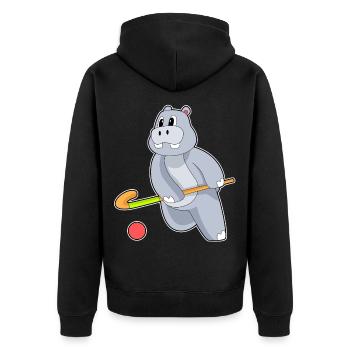 Hippopotamus Hockey sur gazon Stick - Veste à capuche bio Premium Unisexe - noir - Dos - Nico (187cm)