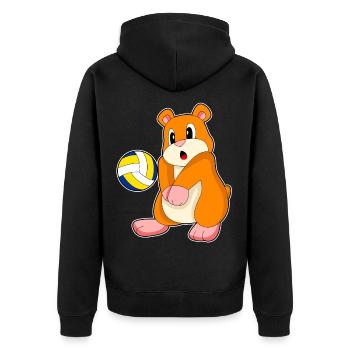 Hamster Volleyballspieler Volleyball - Unisex Premium Bio Zip Hoodie - Schwarz - Hinten - Nico (187cm)