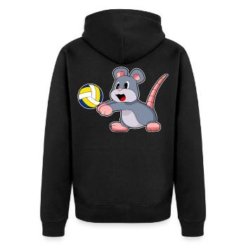 Maus Volleyballspieler Volleyball - Unisex Premium Bio Zip Hoodie - Schwarz - Hinten - Nico (187cm)