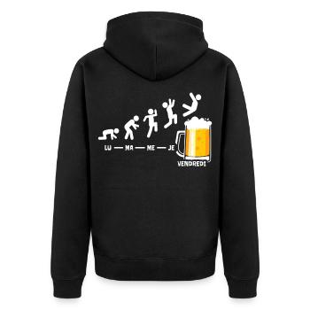 Bière Semaine Vendredi Week-end Fin De La Biere - Veste à capuche bio Premium Unisexe - noir - Dos - Nico (187cm)