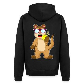 Meerkat Gold Coin - Unisex Premium Organic Zip Hoodie - black - Back - Nico (187cm)