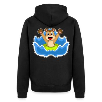 Erdmännchen Schwimmen Schwimmring Sommer - Unisex Premium Bio Zip Hoodie - Schwarz - Hinten - Nico (187cm)