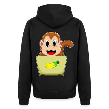 Affe Laptop - Unisex Premium Bio Zip Hoodie - Schwarz - Hinten - Nico (187cm)