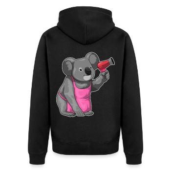 Koala Hairdresser Hair Dryer - Unisex Premium Organic Zip Hoodie - black - Back - Nico (187cm)