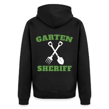 Gärtner Hobbygärtner Landschaftsbau Garten Sheriff - Unisex Premium Bio Zip Hoodie - Schwarz - Hinten - Nico (187cm)