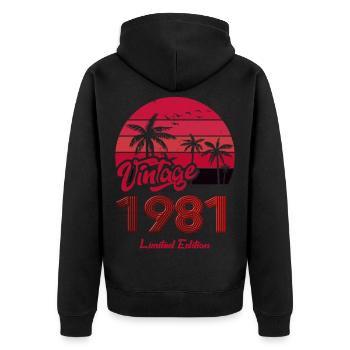 Vintage Year 1981 Limited Edition Red - Unisex Premium Organic Zip Hoodie - black - Back - Nico (187cm)