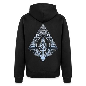 Pagan Tree Fir Teutonic Symbol Triskele Occult - Unisex Premium Organic Zip Hoodie - black - Back - Nico (187cm)