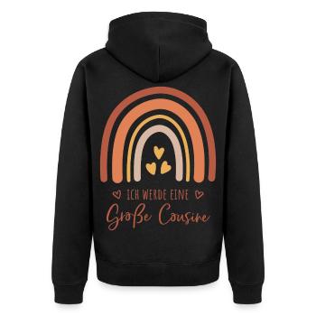 Ich werde eine große Cousine / Boho Regenbogen - Unisex Premium Bio Zip Hoodie - Schwarz - Hinten - Nico (187cm)