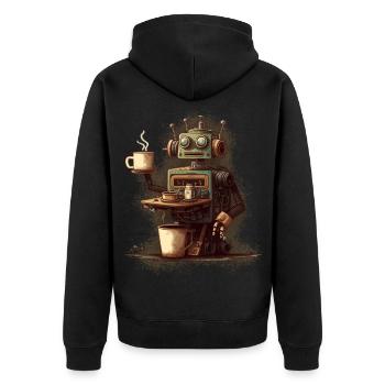 Kaffee kochender Roboter - Unisex Premium Bio Zip Hoodie - Schwarz - Hinten - Nico (187cm)
