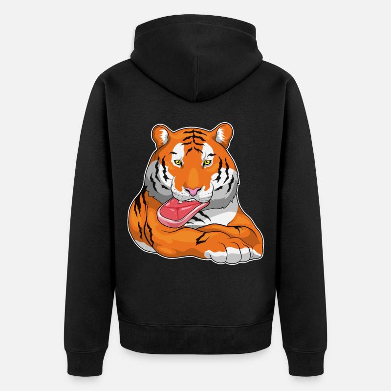 Tiger Fleisch - Unisex Premium Bio Zip Hoodie - Schwarz