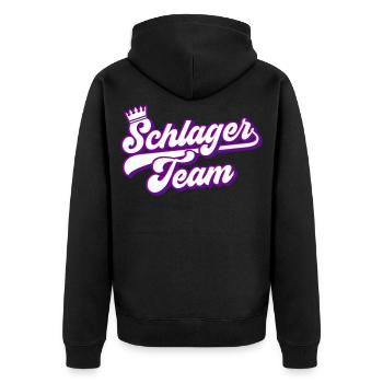 Schlager Team | Farben änderbar - Unisex Premium Bio Zip Hoodie - Schwarz - Hinten - Nico (187cm)