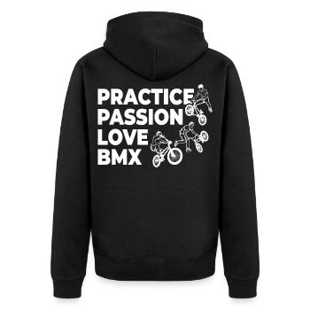 Funny BMX slogan - Unisex Premium Organic Zip Hoodie - black - Back - Nico (187cm)