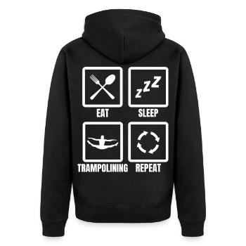 Trampolinist Routine - Unisex Premium Bio Zip Hoodie - Schwarz - Hinten - Nico (187cm)