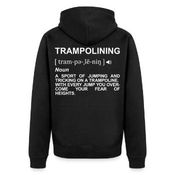 Trampolinspringen Bedeutung - Unisex Premium Bio Zip Hoodie - Schwarz - Hinten - Nico (187cm)