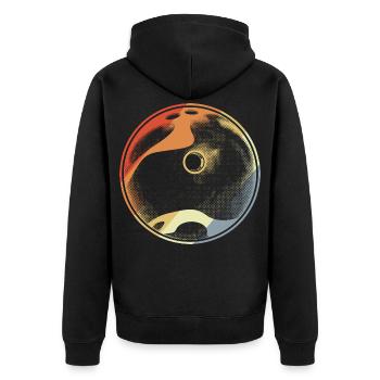 Vintage Bowlingkugel - Unisex Premium Bio Zip Hoodie - Schwarz - Hinten - Nico (187cm)
