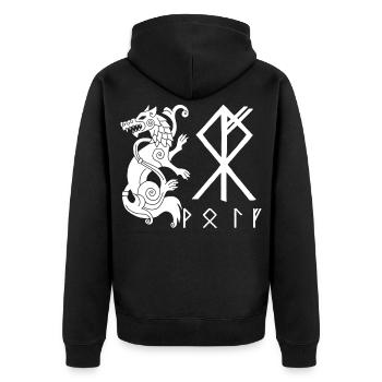 White Wolf Fenrir - Unisex Premium Organic Zip Hoodie - black - Back - Nico (187cm)