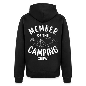 Member of the Camping Crew funny - Unisex Premium Organic Zip Hoodie - black - Back - Nico (187cm)