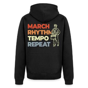 Trommel Spruch - Unisex Premium Bio Zip Hoodie - Schwarz - Hinten - Nico (187cm)