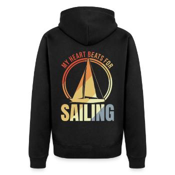Mon cœur bat pour la voile - Veste à capuche bio Premium Unisexe - noir - Dos - Nico (187cm)