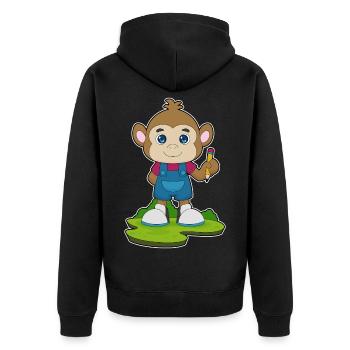 Affe Schüler Bleistift Schule - Unisex Premium Bio Zip Hoodie - Schwarz - Hinten - Nico (187cm)