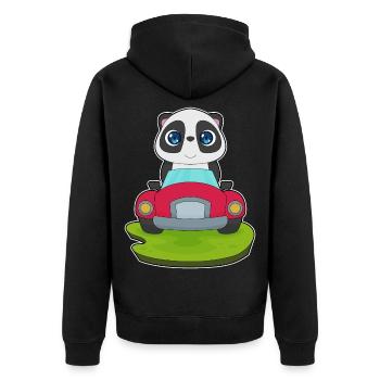 Panda Car - Unisex Premium Organic Zip Hoodie - black - Back - Nico (187cm)