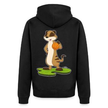 Erdmännchen Basketballspieler Basketball - Unisex Premium Bio Zip Hoodie - Schwarz - Hinten - Nico (187cm)