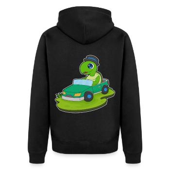 Turtle Car - Unisex Premium Organic Zip Hoodie - black - Back - Nico (187cm)