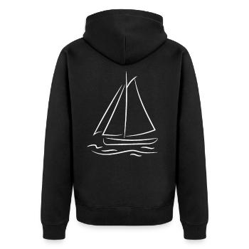 Segelboot Skizze - Unisex Premium Bio Zip Hoodie - Schwarz - Hinten - Nico (187cm)