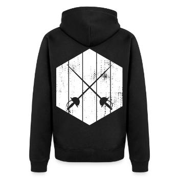 Fechter Schwerter Skizze - Unisex Premium Bio Zip Hoodie - Schwarz - Hinten - Nico (187cm)