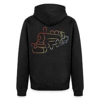 Steam locomotive drawing - Unisex Premium Organic Zip Hoodie - black - Back - Nico (187cm)