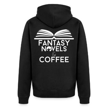 Amateur de livres, romans fantastiques et café - Veste à capuche bio Premium Unisexe - noir - Dos - Nico (187cm)
